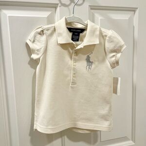 NWT Toddler Girls Ivory Polo Ralph Lauren Big Pony Shirt, size 2T